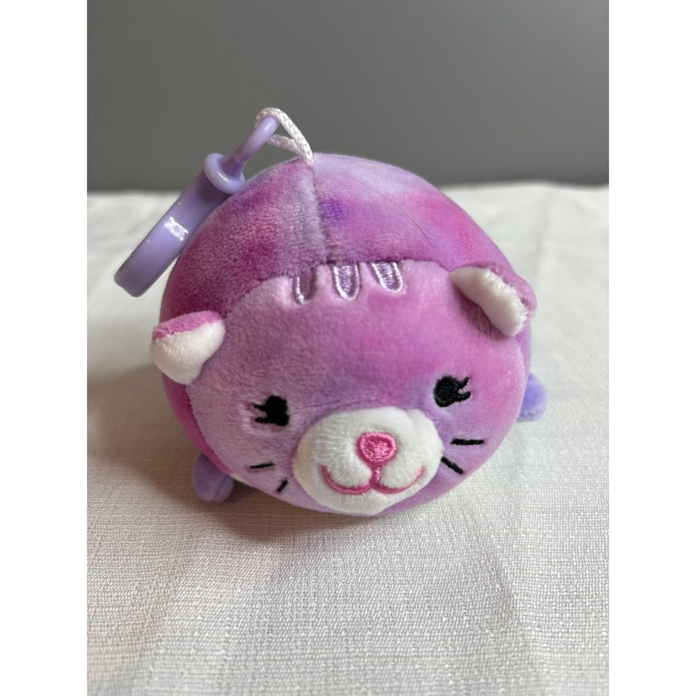 Purple Tie Dye Cat Plush Keychain Bag Charm Mini Stuffed Animal Accessory